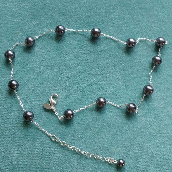 Roman RMN Grey Pearl/Silver Chain Choker Necklace - Picture 4 of 4